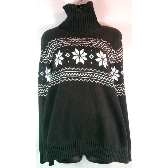 Izod Women's 3x Knitted Snowflake Turtleneck Sweater - Picture 1 of 10